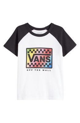 Vans Kids' Rainbow Raglan Sleeve Cotton Graphic T-Shirt in White/Black