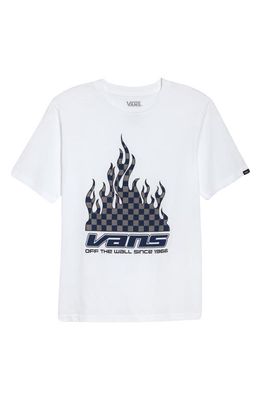 Vans Kids' Reflective Checkerboard Flame Graphic Tee in White