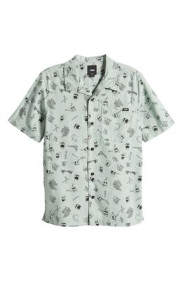 Vans Kids' Skeleton Camp Shirt in Iceberg Green