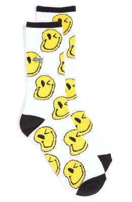 Vans Kids' Smiley Drip Crew Socks in Black/White