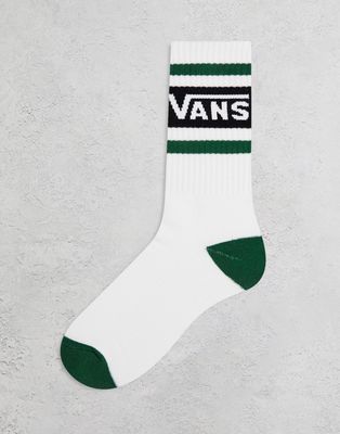 Vans logo crew socks in green and white
