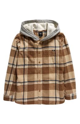 Vans Lopes Hooded Plaid Flannel Button-Up Shirt in Dirt