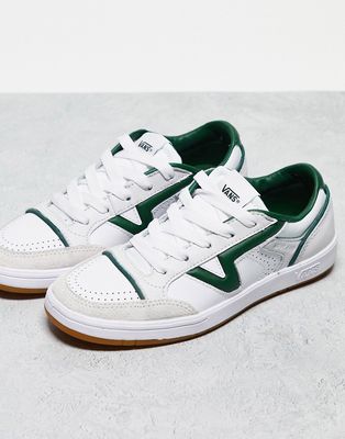 Vans Lowland sneakers in white and green with gum sole