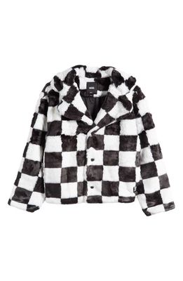 Vans Natasha Checker Faux Fur Jacket in Black-White