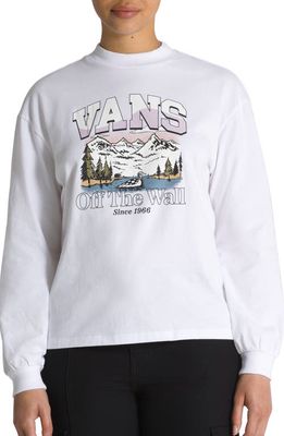 Vans Off the Wall Springs Long Sleeve Mock Neck Graphic T-Shirt in White