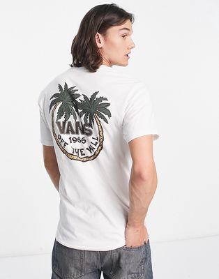 Vans paradise dual palm back print T-shirt in white
