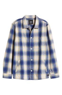Vans Pemberton Check Flannel Button-Up Shirt Jacket in Blue Depths-Oatmeal