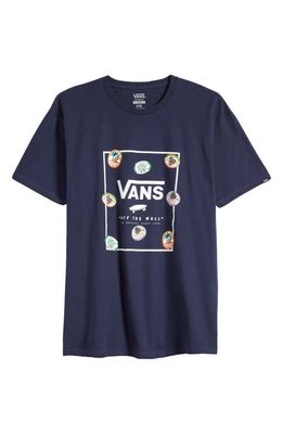 Vans Print Box Cotton Graphic T-Shirt in Navy/White/Waterfall