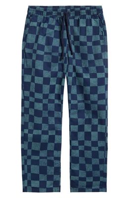 Vans Range Relaxed Fit Checkerboard Cotton Drawstring Pants in North Atlantic-Dress Blues