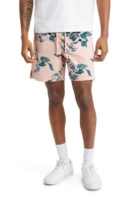 Vans Range Relaxed Floral Stretch Cotton Shorts in Rose Smoke