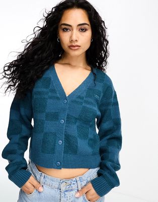Vans relaxed waffleknit cardigan in teal-Blue