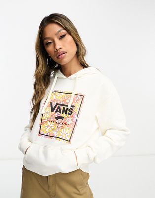 Vans Resort floral logo print box hoodie in off-white
