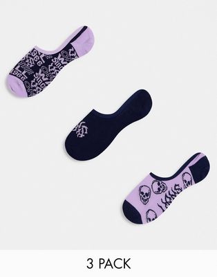 Vans Rock Hard Canoodle 2-pack socks in purple and navy