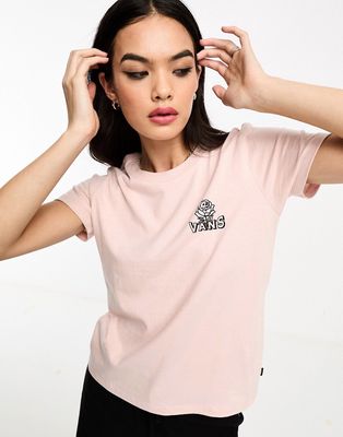 Vans rose back print T-shirt in light pink