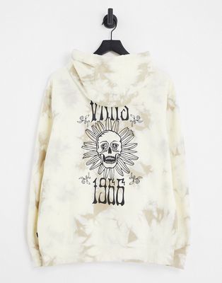 Vans Scattered tie dye back print hoodie in cream-White