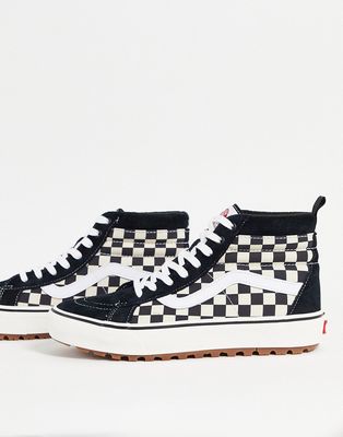 Vans Sk8-Hi MTE-1 checkerboard sneakers in white/black