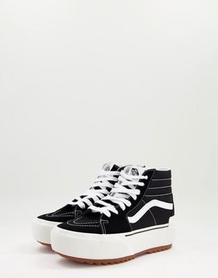 Vans SK8-Hi Stacked sneakers in black and white