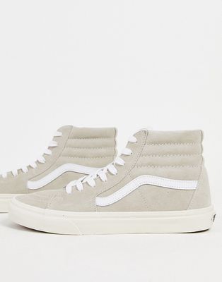 Vans SK8-Hi suede sneakers in oatmeal-White
