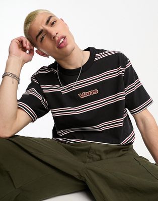 Vans striped logo T-shirt in black and red