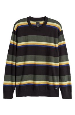 Vans Tacuba Stripe Crewneck Sweater in Black-Deep Forest