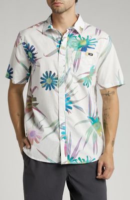 Vans Vale Floral Print Short Sleeve Cotton Button-Up Shirt in White