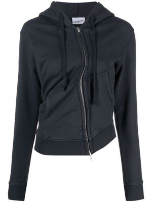 Vaquera asymmetric zip-up cotton hoodie - Black