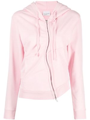 Vaquera asymmetric zip-up cotton hoodie - Pink