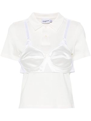 Vaquera attached-bra short-sleeve polo top - White