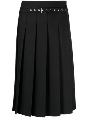 Vaquera belted-waist pleated midi skirt - Black