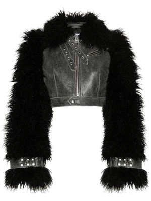 Vaquera cropped leather jacket - Black