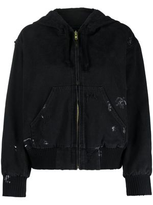 Vaquera distressed-finish hooded zip-up jacket - Black