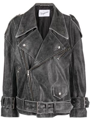 Vaquera distressed leather biker jacket - Black
