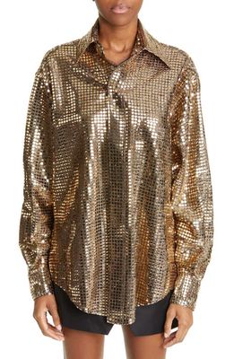 Vaquera Doll Sequin Snap-Up Shirt in Gold