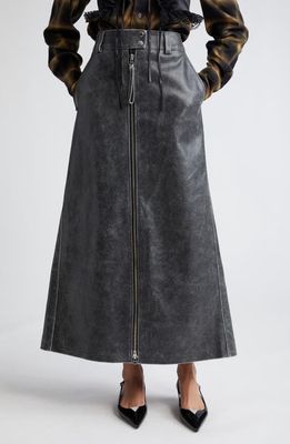 Vaquera Front Zip Leather Skirt in Black