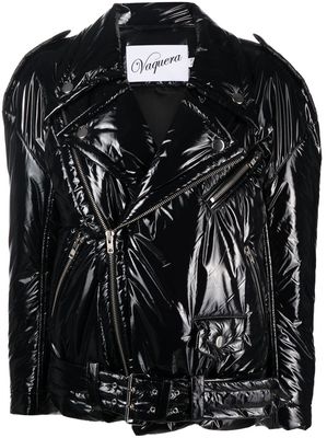 Vaquera high-shine biker jacket - Black