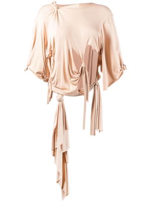 Vaquera knotted cut-out top - Neutrals