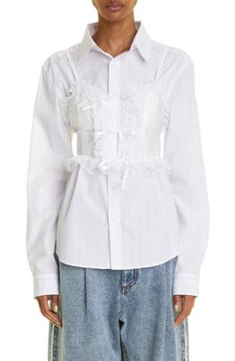 Vaquera Lingerie Button-Up Shirt in White