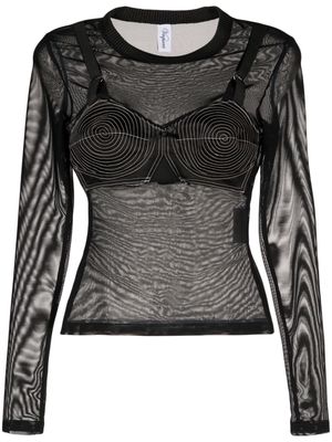 Vaquera mesh long-sleeved top - Black
