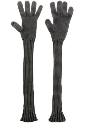 Vaquera ribbed-knit cotton gloves - Grey
