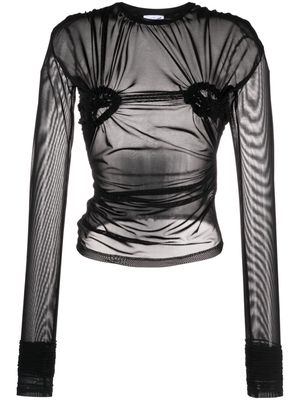 Vaquera ruched detailed mesh top - Black
