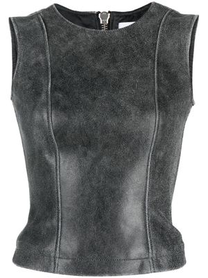 Vaquera sleeveless corset-style leather top - Grey