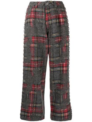 Vaquera studded plaid-check cropped trousers - Grey
