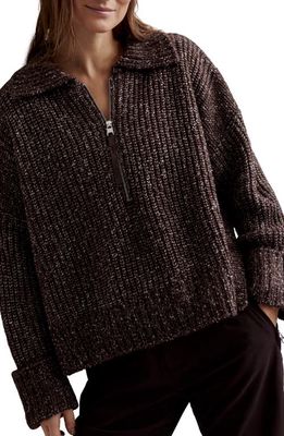 Varley Amelia Oversize Shaker Half Zip Sweater in Coffee Bean