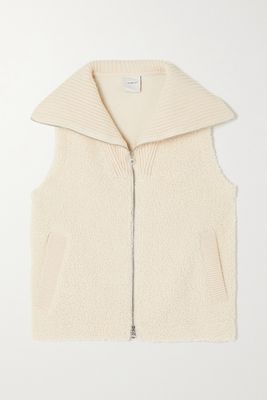 Varley - Aspen Ribbed-knit Trimmed Faux Fur Vest - Off-white