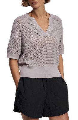 Varley Callie Sheer Knit Cotton Top in Raindrops