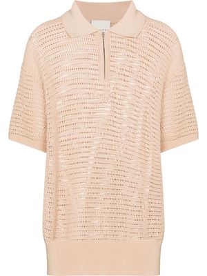 Varley Clayton crochet polo shirt - Neutrals
