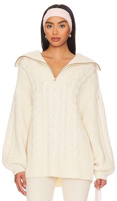 Varley Daria Half Zip Sweater in White