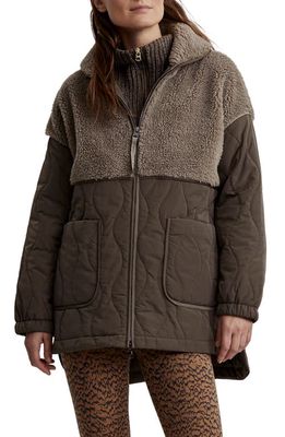 Varley Derry Mix Media Quilted Jacket in Crocodile/Fallen Rock