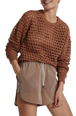 Varley Harshaw Open Stitch Cotton Sweater in Golden Bronze