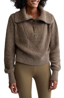 Varley Mentone Half Zip Sweater in Dark Olive Speckle